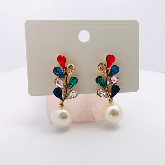 Imported Multi-Color Leaf Tassel Earrings